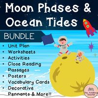 Discount BUNDLE on Phases of the Moon & Ocean Tides (Flat 10% Discount) !! Get 7 resources in this money saving Bundle! This will help your learners understand the different phases of the moon & ocean tides!