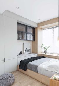 Cama com gavetas e armário embutido