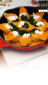 Un plat en plusieurs étapes, aussi beau que bon: les conchiglioni farcis à la ricotta, épinards et butternut 🍽 Une recette ELLE à Table réalisée par Les Pépites de Noisette ✨