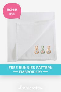 Decorate for Easter with hand embroidered napkins and tablecloths with an Easter Bunny embroidery design | Free downloadable PDF from LoveCrafts.com