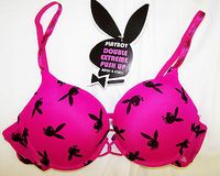 NWT PLAYBOY Bunny Add 2 Cup Sizes HOT PINK Bombshell Extreme Push Up Bra 34B-38C