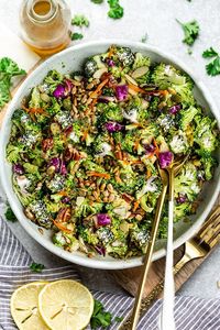 Creamy Broccoli Salad - Whole30 | Keto | Low Carb | Vegan option