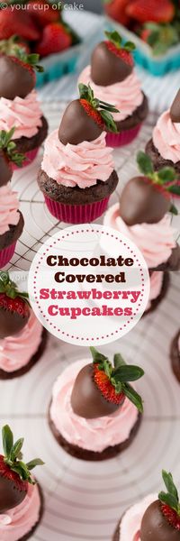 Chocolate Covered Strawberry Cupcakes - Your Cup of Cake