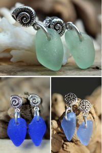 Genuine sea glass stud earrings crafted with genuine sea glass and sterling silver, wear a little piece of the sea! #seaglassjewelry #seaglassjewellery