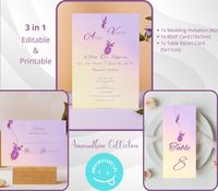 AMARANTHINE COLLECTION | Purple flower themed invitation set | Depiction of Infinite Love | Flower garden theme | Printable and Editable