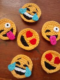 Set of 3 Crochet Emoji Magnets by StringTheoryC on Etsy