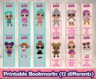 INSTANT DOWNLOAD LOL SURPRISE DIGITAL BOOKMARKS They are perfect for party favors! CONTENTS 12 different DIGITAL bookmarks. You will receive : 1 PDF file with 12 different pictures. Size of each bookmark is 1.8 x 5.5 inches IMPORTANT!!!!! Please read this information to understand ITS A