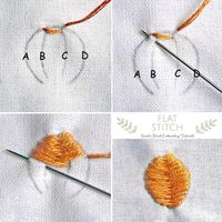 Step-by-step tutorial of the Flat Stitch. Use for smooth fillings over hand embroidery patterns. An easy stitch for beginners. Learn hand embroidery the easy way! Click for more information on this stitch. #sarahshandembroidery #handembroidery #stitches #tutorials #patterns #designs