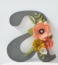 Wall Letters 146534: Nursery Decor Gift Letter With Felt Flowers Home Decoration -> BUY IT NOW ONLY: $35 on #eBay #letters #nursery #decor #letter #flowers #decoration