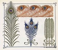 Art Nouveau Ornaments, plant and flower graphics design. Decorative arts by Alfons Mucha.