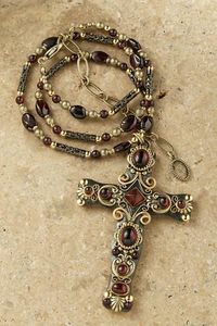 Gold and Garnet Crystal 3" Cross Pendant – Celebrate Faith