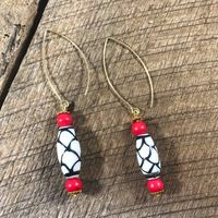 Red and Black Beaded Earrings , Red and Black Earrings, Black Beaded Earrings, Red and Black Drop Ea