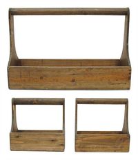 Set of 3 Wood Floral Planter Baskets 2 Sizes 4.75-6.25" x 9-13.25"