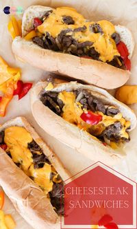 This Cheesesteak sandwich recipe is made with warm soft bread, perfectly melted cheese sauce, and tender steak. Leftover, or freshly made steak work perfectly for this recipe. Super simple and quick for a great weeknight meal. #recipe #cheesy #cheesesteak #cheesesteaksandwich #steak #sandwich #sandwichrecipes