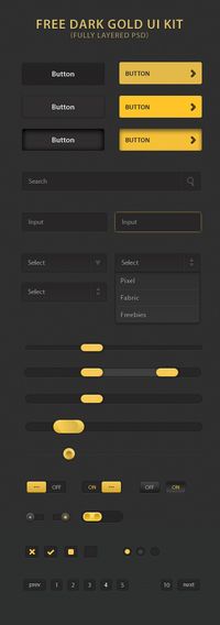 Free Dark Gold UI Kit