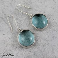 Bright blue in silver - irregular stained glass earrings for woman, minimalist dangle earrings, boho jewellery, also clip ons, one of a kind