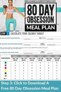 The 80 Day Obsession meal plan focuses on timed nutrition to get you max results fast. Find out how many color coded containers you need, when to eat and how to lose weight and get those flat abs you want! We include a free printable meal plan to help you get started! #80dayobsession #autumncalabrese