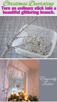 DIY Sparkly Branches as a Winter Decor - 15 DIY Winter Decoration Tutorials | GleamItUp