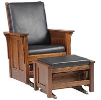 Amish Made Solid Wood Black Leather Modesto Glider