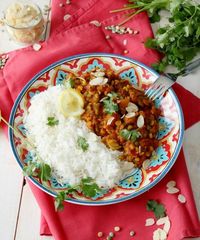 Dal ( dahl ) de pois cassés à la courge rôtie et aux amandes #végétal #sans gluten - Épices & moi