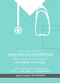 Turquoise Scrubs Medical School Graduation Invitation by PurpleTrail.com