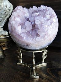 Jumbo Rare Pink Amethyst Crystal Geode Sphere by GrayVervain