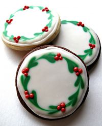 Decorated Sugar Cookies with Wreath and Christmas Tree Design-recipe and easy directions| The Monday Box