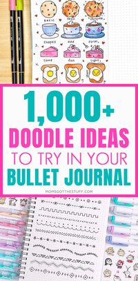 1,000+ Doodle ideas to try in your bullet journal. Have fun decorating your bujo (bullet journal) with these creative doodle ideas. #bulletjournal #bujo #doodles