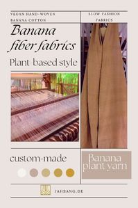 Our fabrics are made for sustainable minded tailors, for the creation of elegant garments. The use of the fibres of edible bananas is a development of the of Rajamangkala University. The results are banana silk, a mixture of cotton and banana fibre. In the weaving mill, beautiful silk-like fabrics are woven from harvested banana plants that would normally have ended up on the compost heap.