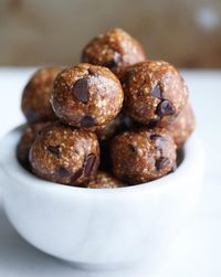 No Bake Chocolate Chip Cookie Dough Bites - Laura Lea Balanced (mix into banana nice cream for cookie dough ice cream)
