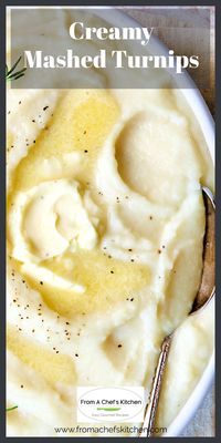 This creamy, dreamy mashed turnip recipe will have you thinking about turnips in a new way. Infused with rosemary and garlic, this humble root vegetable is elevated to new elegant heights!