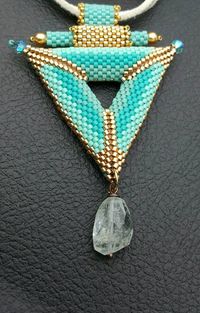 Peyote Necklace. Gemstone Necklace. Triangle Necklace.