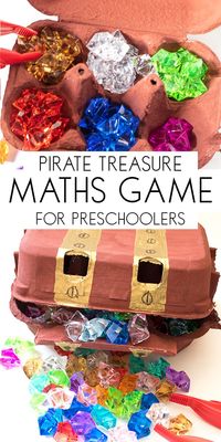 Create your own Pirate Maths Game for counting and sorting ideal for preschoolers. Make a treasure chest and the sort and count the pirate's treasure. via @rainydaymum
