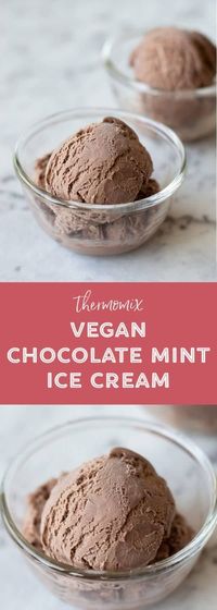 This Thermomix Chocolate Mint Ice Cream is completely dairy free - made with coconut milk, dates, peppermint essence and cacao, it's easy to prepare and tastes divine. #thermomix #chocolateicecream