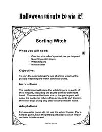 Halloween Themed Minute to Win It - Sorting Witch
