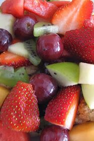 Sliced strawberries, green apple chunks, red grapes, and sliced kiwi.
