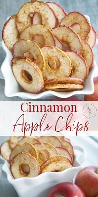 Cinnamon Apple Chips, made with a few simple ingredients like McIntosh apples, cinnamon and sugar are a healthy snack your whole family will love. #apples #dessert #snack #healthy #healthysnack