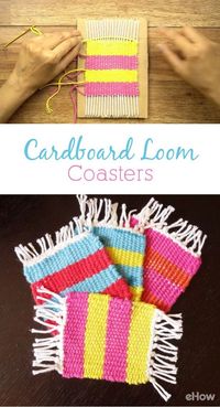 Remember making cardboard looms as a kid? Recreate them and weave yourself coasters! Get the kids involved and they will love to show it off and use them every chance they get!