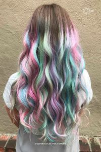 "As though colorful beams of light were caressing your hair, this pastel rainbow trend will add plenty of glam to your summer look."