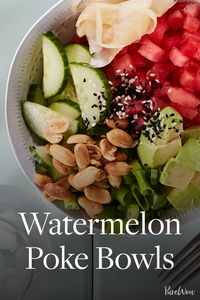 Watermelon Poke Bowls #purewow #lunch #recipe #easy #fruit