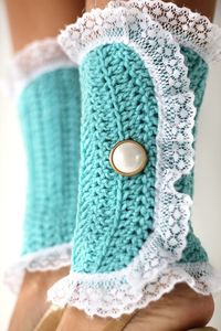 Leg Warmers Victorian Fashion Spats Aqua by mademoisellemermaid, $40.00