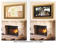 Fireplace mirror that hides tv behind it! You can watch tv above the fireplace, and when you turn it off, it looks just like a mirror. Great space saver!