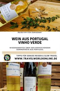 Anzeige - Portugiesischer Wein Vinho Verde Vinho Verde ist ein erfrischender Sommerwein, der im Nordwesten Portugals angebaut wird. Dies ist eine der fruchtbarsten Regionen des Landes. Vinho Verde passt hervorragend zu leichten Fischgerichten und Anti