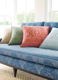 Bold and beautiful fabrics from the Montecito collection. #livingroomdesign #couchinspiration #countrylife #bolddesign