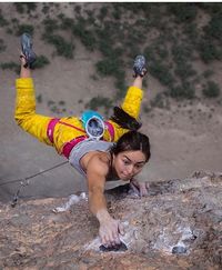 Thankful for buckets when the feet come off. Here is @juliannalyle Giving maximum effort on Crazy Train 5.13a in Echo Canyon, UT. @neilson.ben