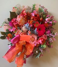 Excited to share this item from my #etsy shop: Neon Pink Pumpkin Floral Wreath, Thanksgiving Day Wreath,Shabby Chic Floral Wreath,English Garden Fall Wreath, Flocked Pumpkin, Fuchsia #fallwreath #pinkandorangewreath #pumpkins #falldecor #homedecor #fallflorals #fallflowers #farrisilk #4inchribbons #seasonal #flockedpumpkin #instagood #wreathsforsale #designer #thanksgiving #harvest #autumn #englishgardenwreath #orange #fuschia #coral #pink #hotpink #wreath