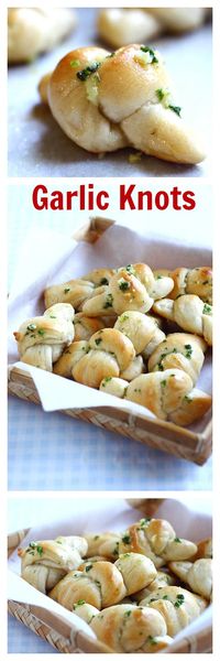 Garlic knots using a store-bought pizza dough and garlic butter. Tasty and easy side dish that everyone will beg for more | rasamalaysia.com