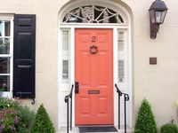 Salmão na decoração de porta de entrada #cores #corsalmao