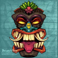 Tiki Head Repeating Pattern