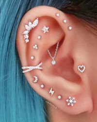 Hidden Helix Cartilage Crystal Chain Drop Ear Piercing Earring Stud – Impuria Ear Piercing Jewelry
